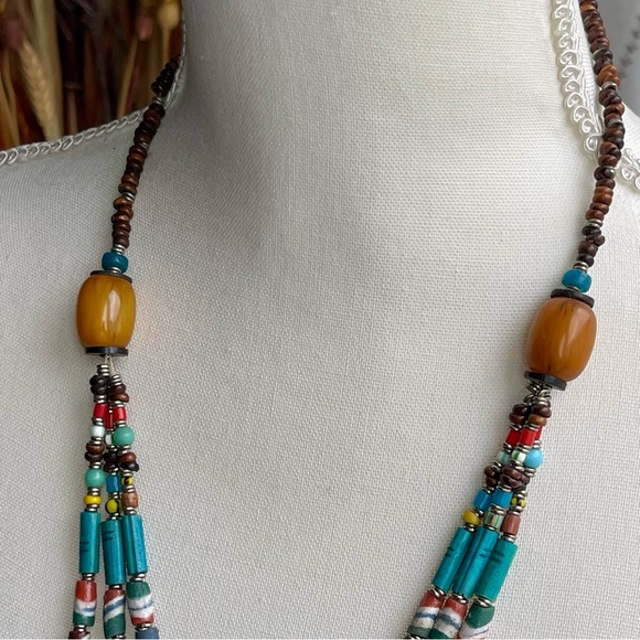 Handmade | Vintage | African Trade Beads Multi-Strand 23" Necklace - Picture 7 of 13